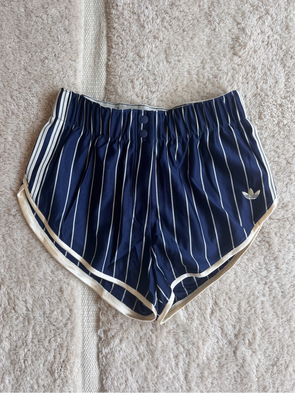 Adidas Women's Navy Pinstripe Retro Track Shorts- sold out!!